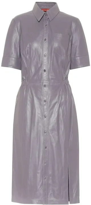 Nori leather shirt dress