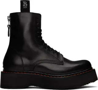R13 Black Single Stack Ankle Boots