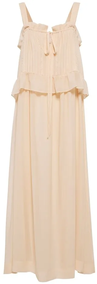 Ruffled-trimmed georgette maxi dress