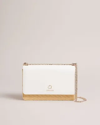 Magnolia Eyelet Woven Crossbody Bag in Ecru