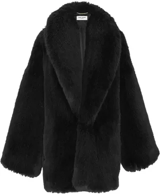 Shawl-Lapel Faux-Fur Coat