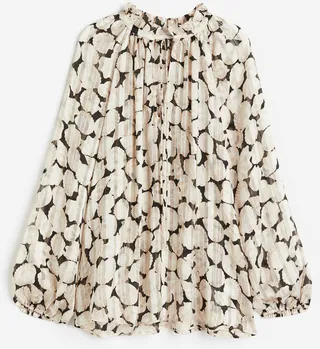 Ruffle-trimmed Crêped Blouse