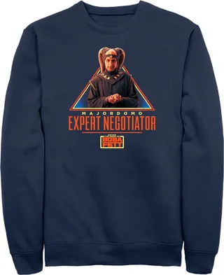 Men's Star Wars: The Book of Boba Fett Majordomo Expert Negotiator Sweatshirt - Navy Blue - 3X Large