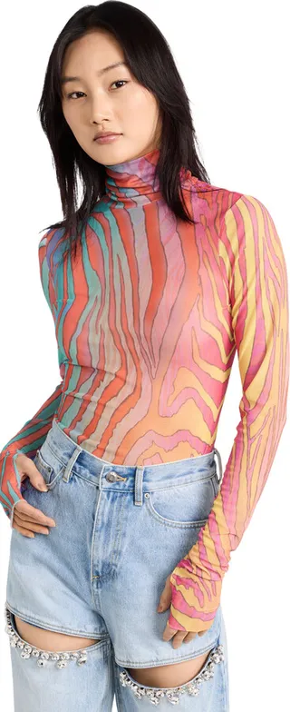 AFRM Zadie Turtleneck Long Sleeve Mesh Top