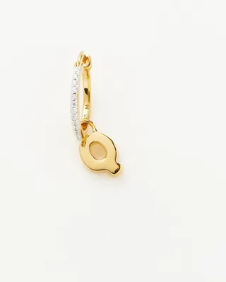 Initial Single Charm Hoop Earring - Initial Q | 18ct Gold Plated Vermeil
