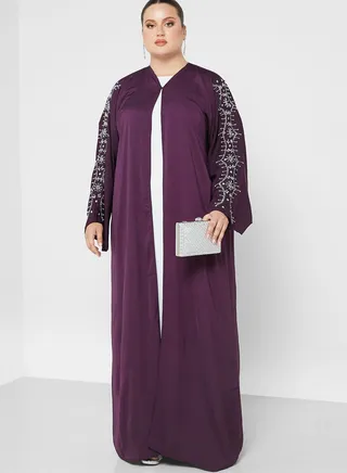 V-Neck Embellished Abaya