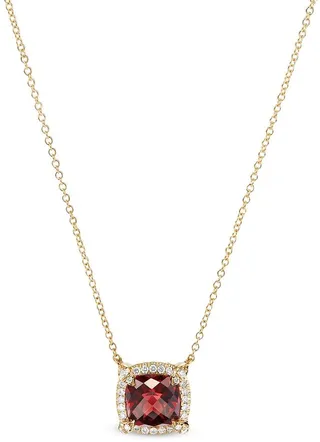 18kt yellow gold petite Chatelaine pavé diamond and garnet pendant necklace