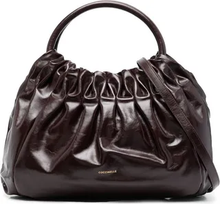 Ruched Leather Tote Bag