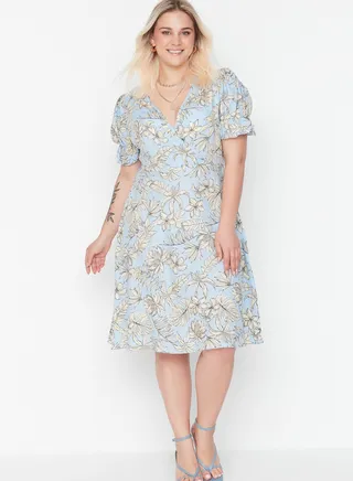 Puff Sleeve Printed Dress