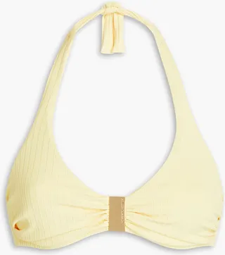 Provence ruched ribbed bikini top