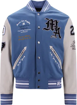Wool blend jacket with terry fabric patches