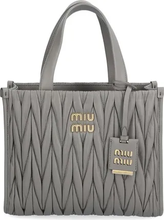 Miu Miu Logo Plaque Top Handle Tote Bag