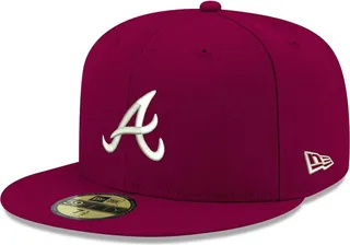 Men's Cardinal Atlanta Braves Logo White 59FIFTY Fitted Hat