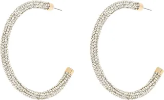 63mm Stone Studded Hoop Earrings