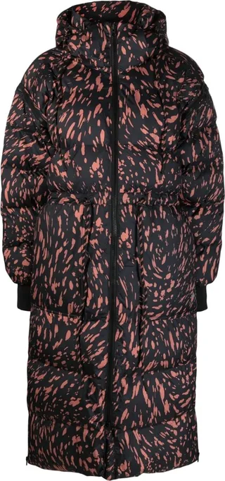 Leopard Print Padded Long Coat