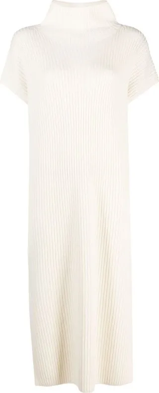 Ribbed High-Neck Midi Dress