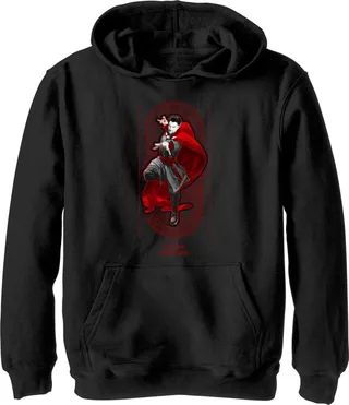 Boy's Marvel Doctor Strange in the Multiverse of Madness Red Strange Pull Over Hoodie - Black - X Large