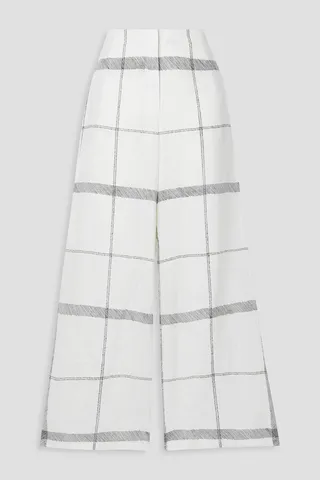 Artemisia checked linen wide-leg pants