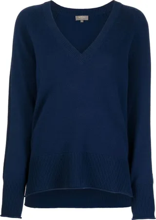 fine-knit V-neck jumper