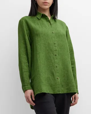 Button-Down Delave Linen Shirt