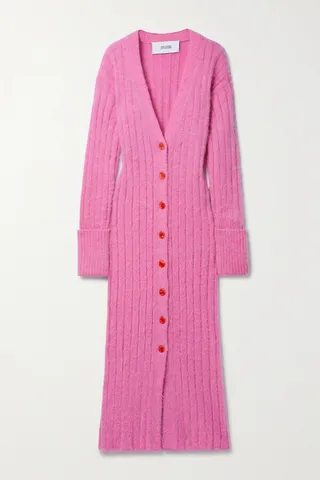 Christopher John Rogers - Ribbed Brushed Wool-blend Maxi Dress - Pink