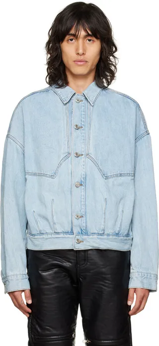 We11done Blue Faded Denim Jacket