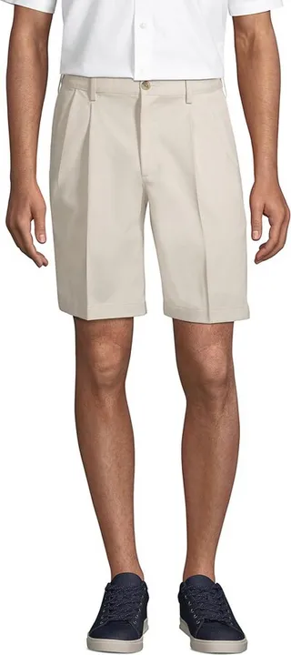 Lands' End Men's Comfort Waist Pleated 9 Inch No Iron Chino Shorts - 40 - Khaki