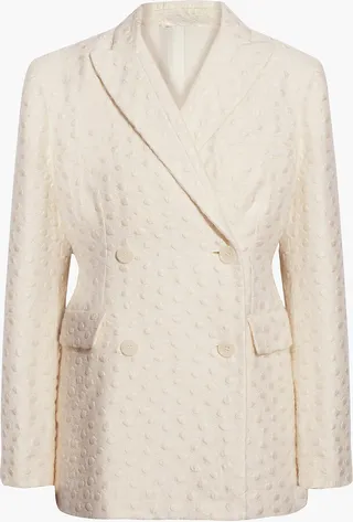 Double-breasted brushed jacquard blazer