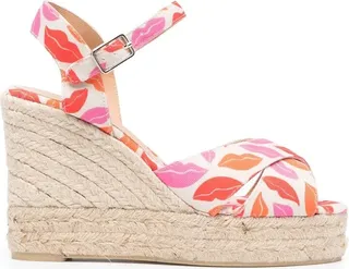 Blaudell lip-print wedge espadrilles