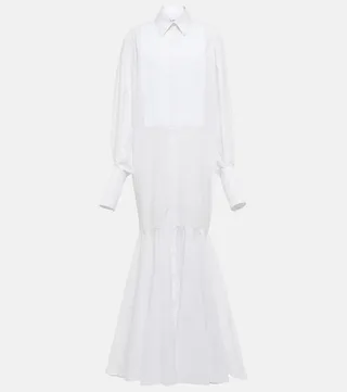 Cotton poplin maxi shirt dress