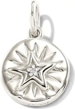 Shooting Star Oxidized Sterling Silver Charm in White Sapphire