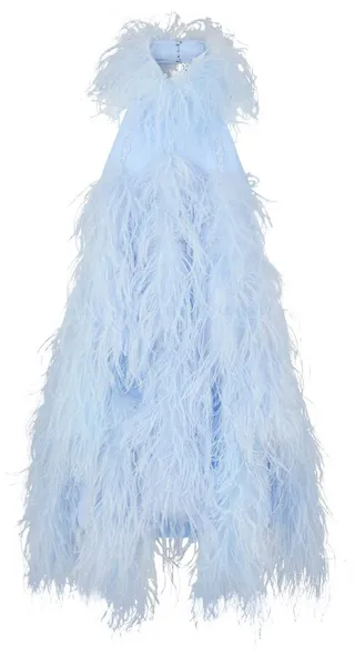 Josephine Marabou Feather Embellished Halter Minidress