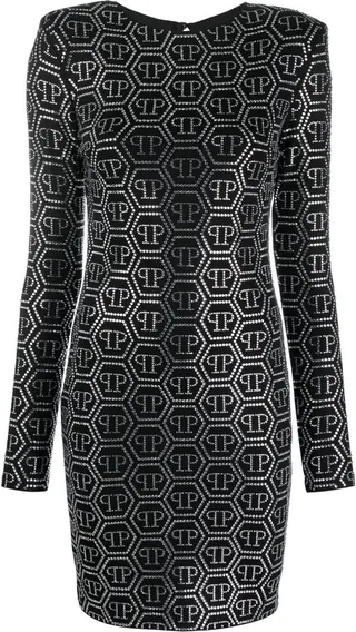 Sequin-Embellished Monogram Mini Dress