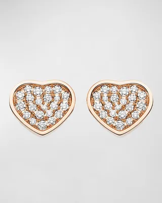 18K Rose Gold Happy Hearts Diamond Stud Earrings