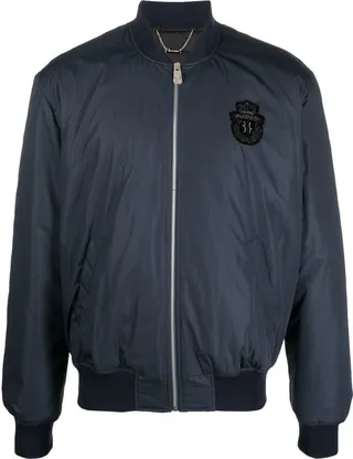 Logo-Patch Zip-Up Bomber Jacket