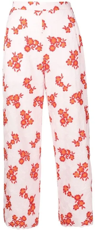 Floral-Print Cropped Trousers