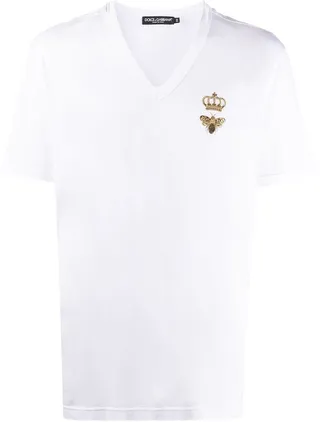 crown bee V-neck T-shirt