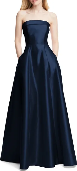 Strapless Cuff Satin Gown