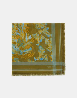 Floral Frost Toile Cotton Silk Scarf