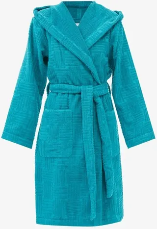 Hooded Abstract-jacquard Cotton-terry Bathrobe