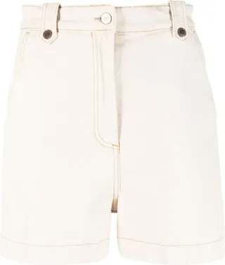 Thigh-Length Denim Shorts