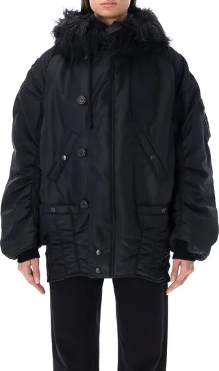 Junya Watanabe Zipped Eco Fur Hood Jacket