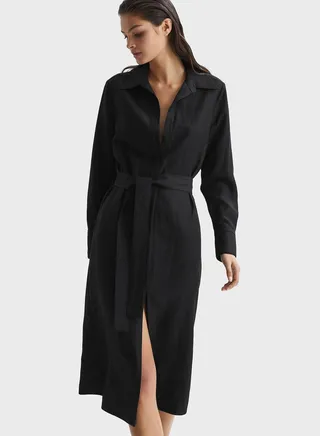 Belted Button Down Shirt Dress