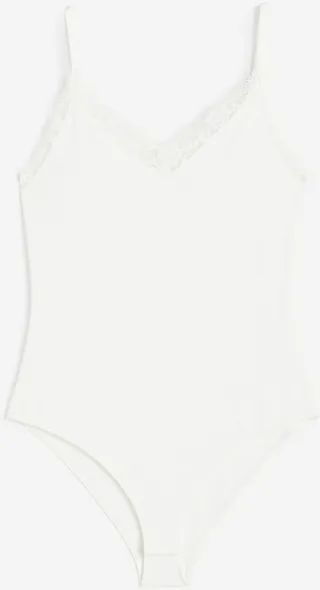 Lace-trimmed Jersey Bodysuit