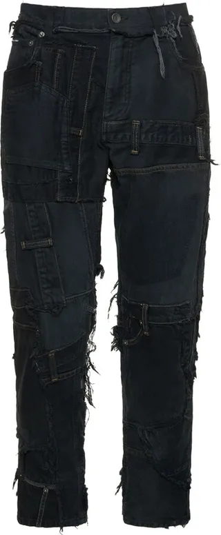 Destroyed patchwork denim jeans
