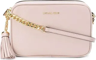 Borsa A Tracolla Jet Set Medium In Pelle Rosa Con Logo M Michael Kors