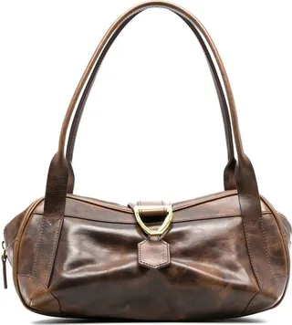 Foldover-Top Leather Shoulder Bag
