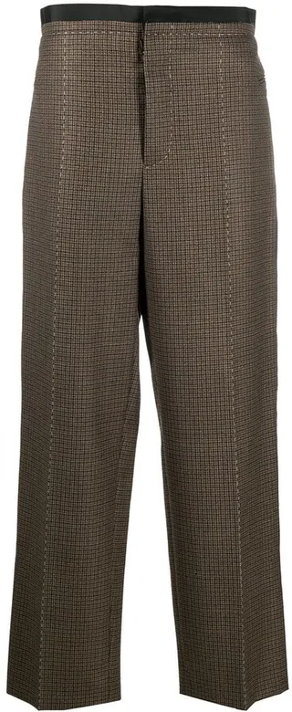 Wool Check Straight Trousers