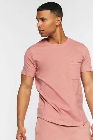 Slub Knit Crew Neck Pocket Tee