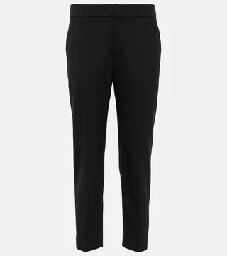 Mid-rise cropped wool-blend pants